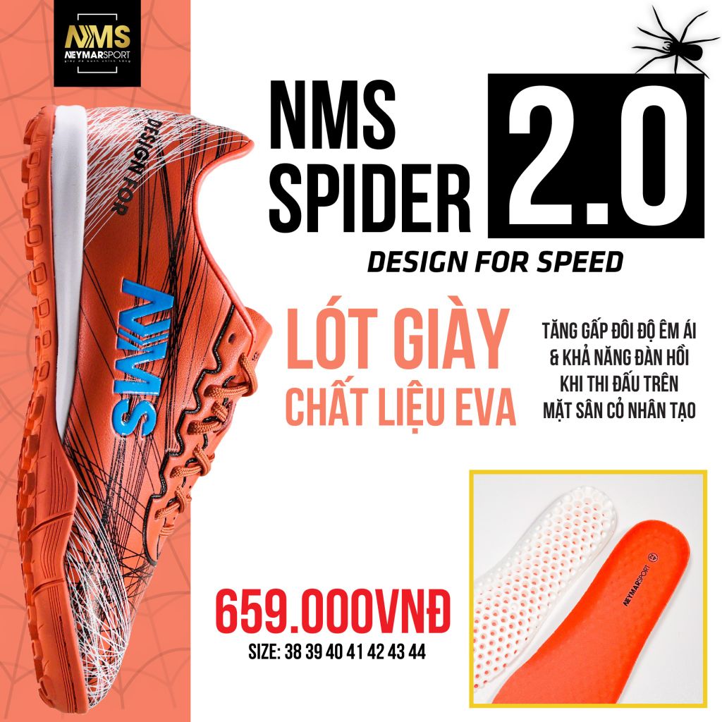 Giày đá bóng NMS SPIDER 2.0 TF - Crimson/Aurora Green SPI2300
