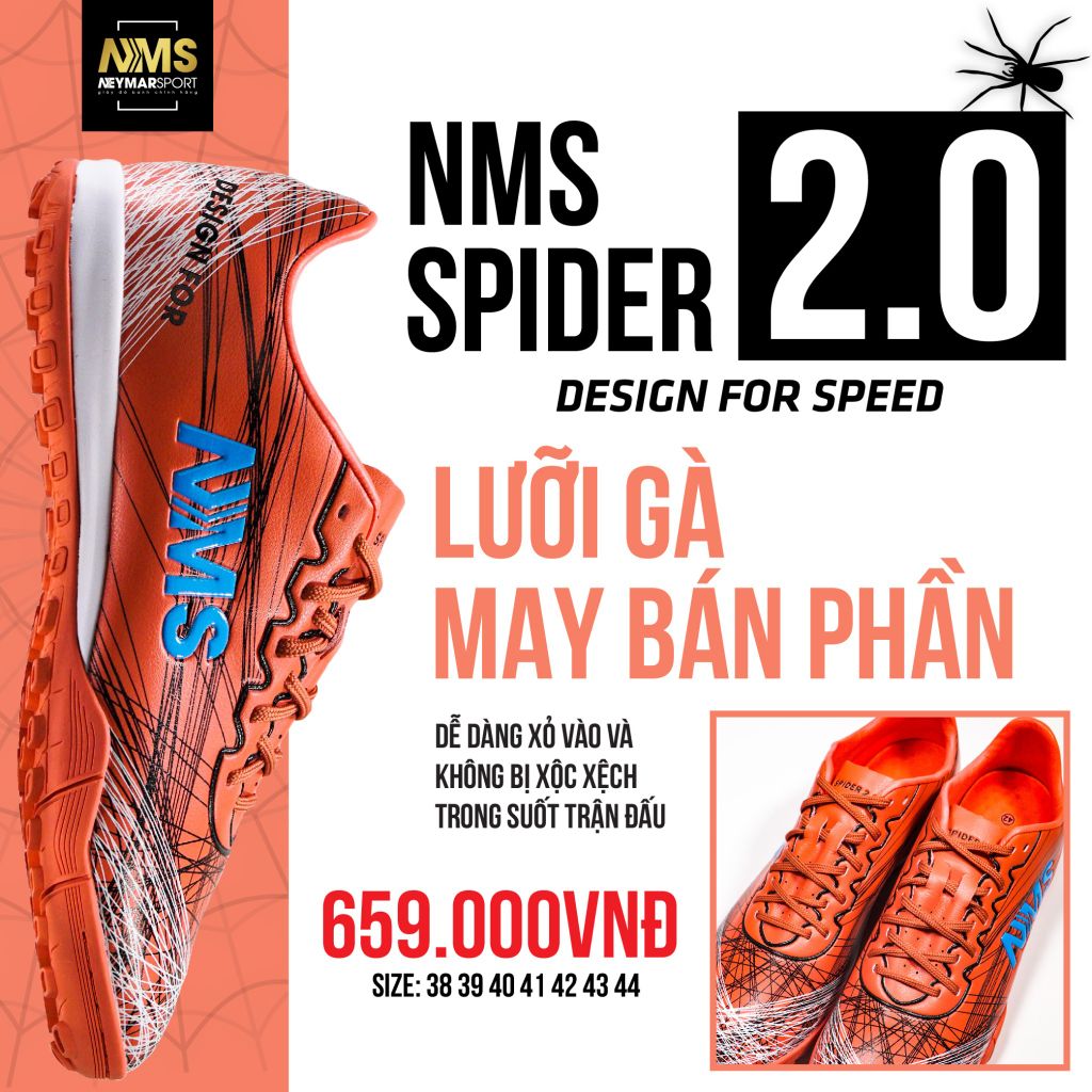 Giày đá bóng NMS SPIDER 2.0 TF - Crimson/Aurora Green SPI2300