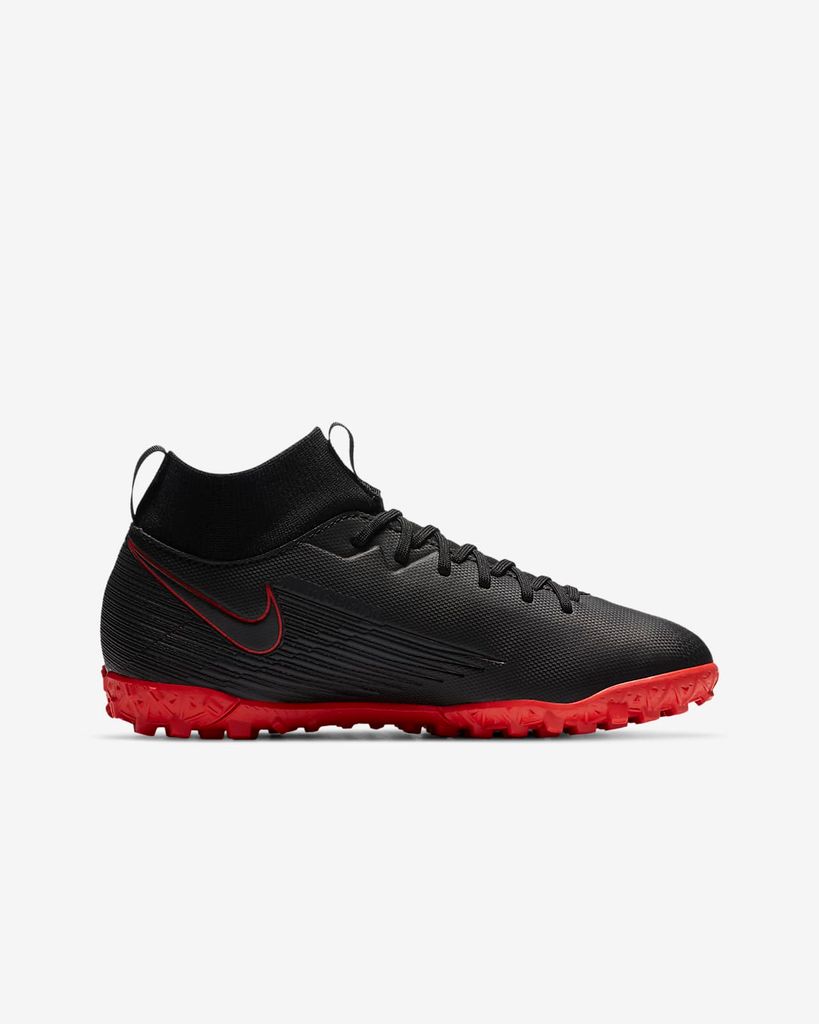 NIKE MERCURIAL SUPERFLY 7 ACADEMY TF BLACK X CHILE RED - BLACK/CHILE RED/DARK SMOKE GREY KIDS