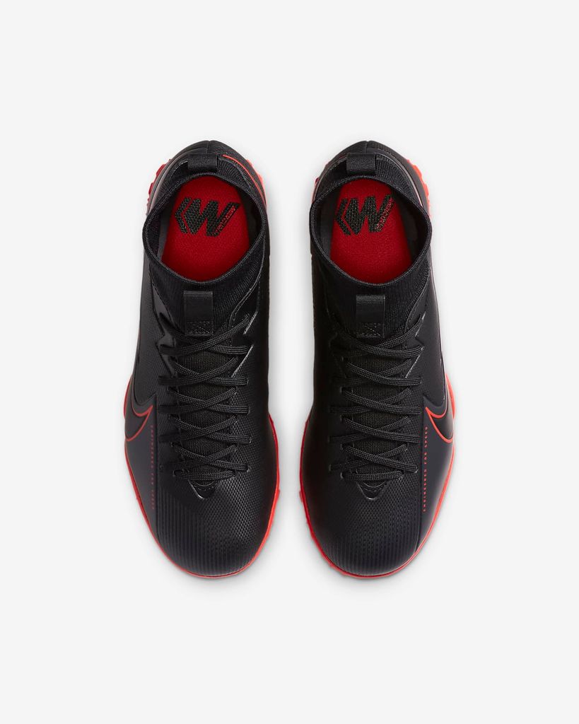 NIKE MERCURIAL SUPERFLY 7 ACADEMY TF BLACK X CHILE RED - BLACK/CHILE RED/DARK SMOKE GREY KIDS