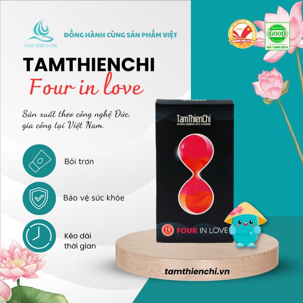 Bao cao su Tâm Thiện Chí Four In Love hộp 12 cái