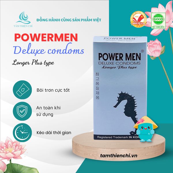 Bao cao su Powermen Longer Plus hộp 12 cái