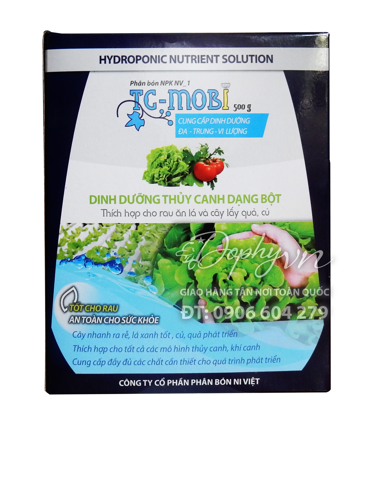 Bột pha dung dịch thủy canh TC-Mobi,dinh dưỡng trồng rau thủy canh