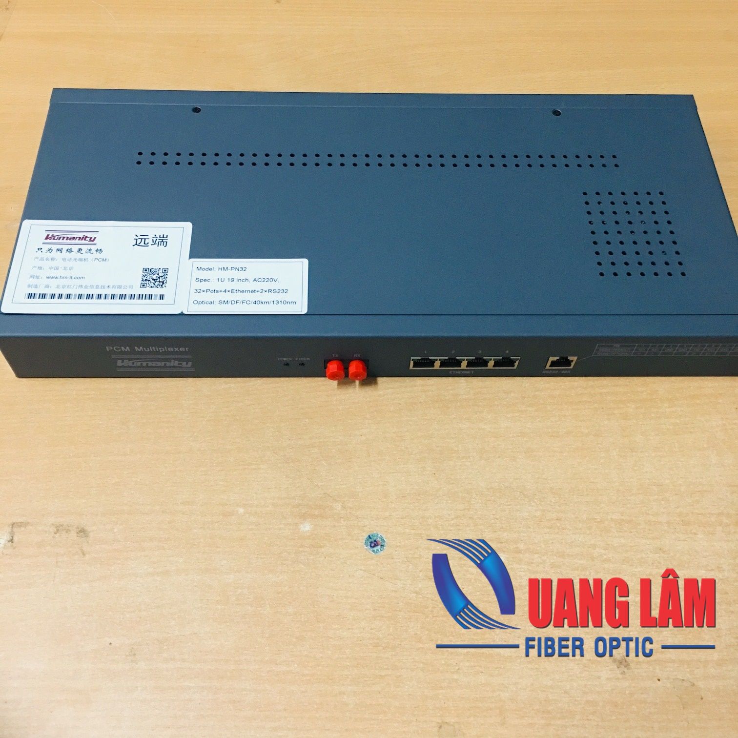 Thiết bị ghép kênh PCM 32FXO/FXS + 4xEthernet 10/100M + 2xRS232 sang quang, P/N: HM-PN32