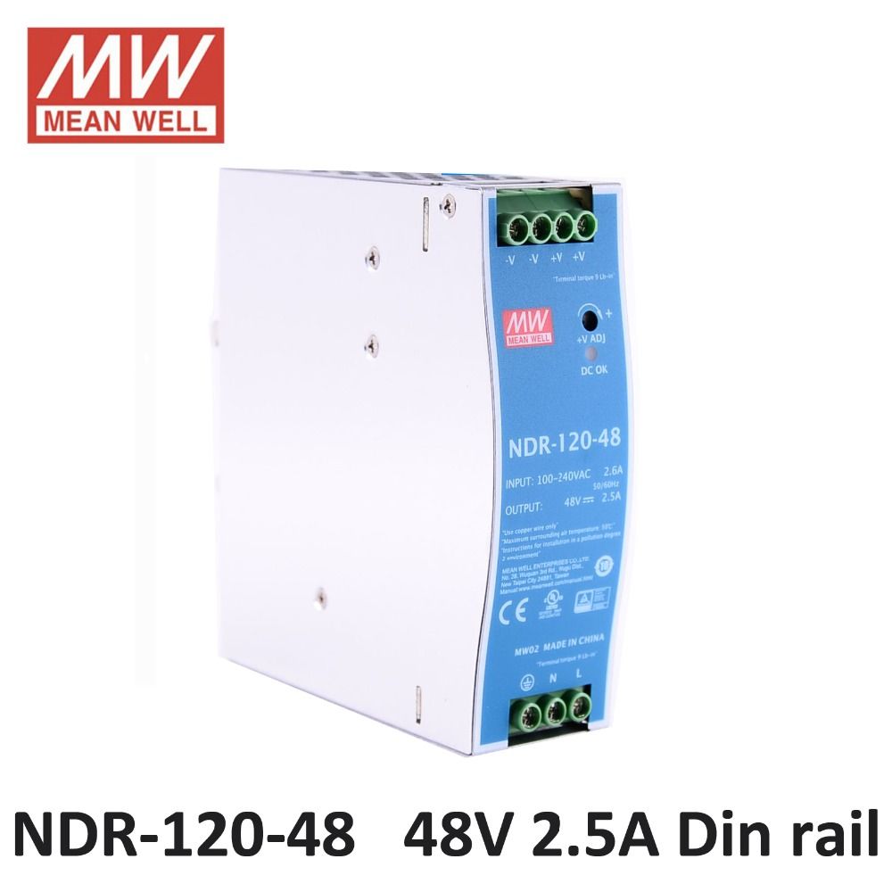 Bộ đổi nguồn điện công nghiệp NDR-120-48 AC220V - DC48V 120W 2.5A gắn thanh DIN Rail - Meanwell