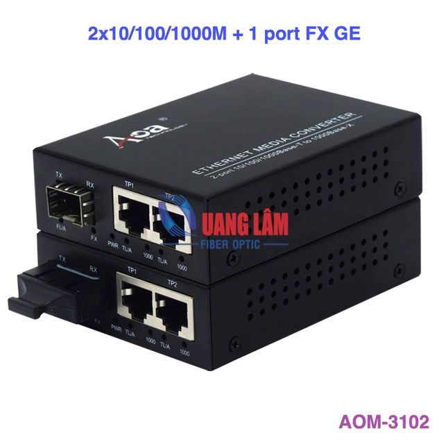 AOM-3102: 2 Port 10/100/1000M RJ45 + 1 Port FX GE Media Converter