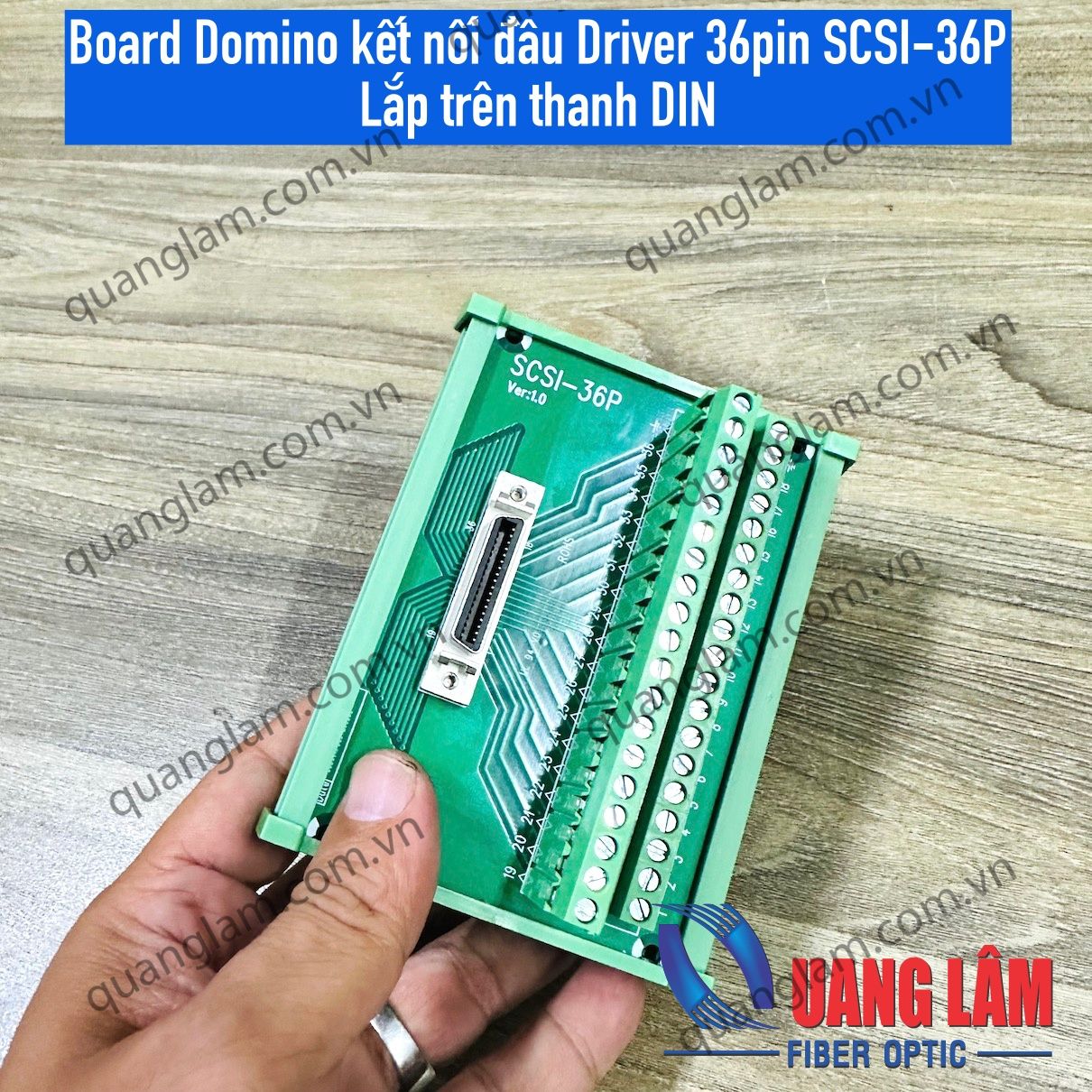 Board chuyển từ đầu nối Driver 36pin SCSI-36P sang block 36 chân bắt vít- Lắp trên thanh DIN