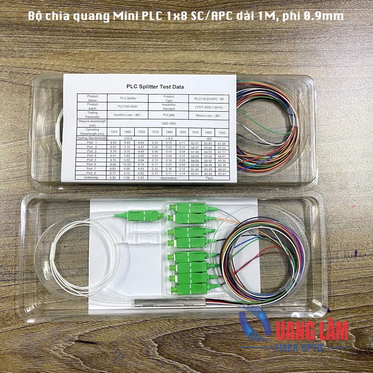 Bộ Chia Quang PLC 1x8 SC/APC Dài 1M (Mini PLC Splitter)