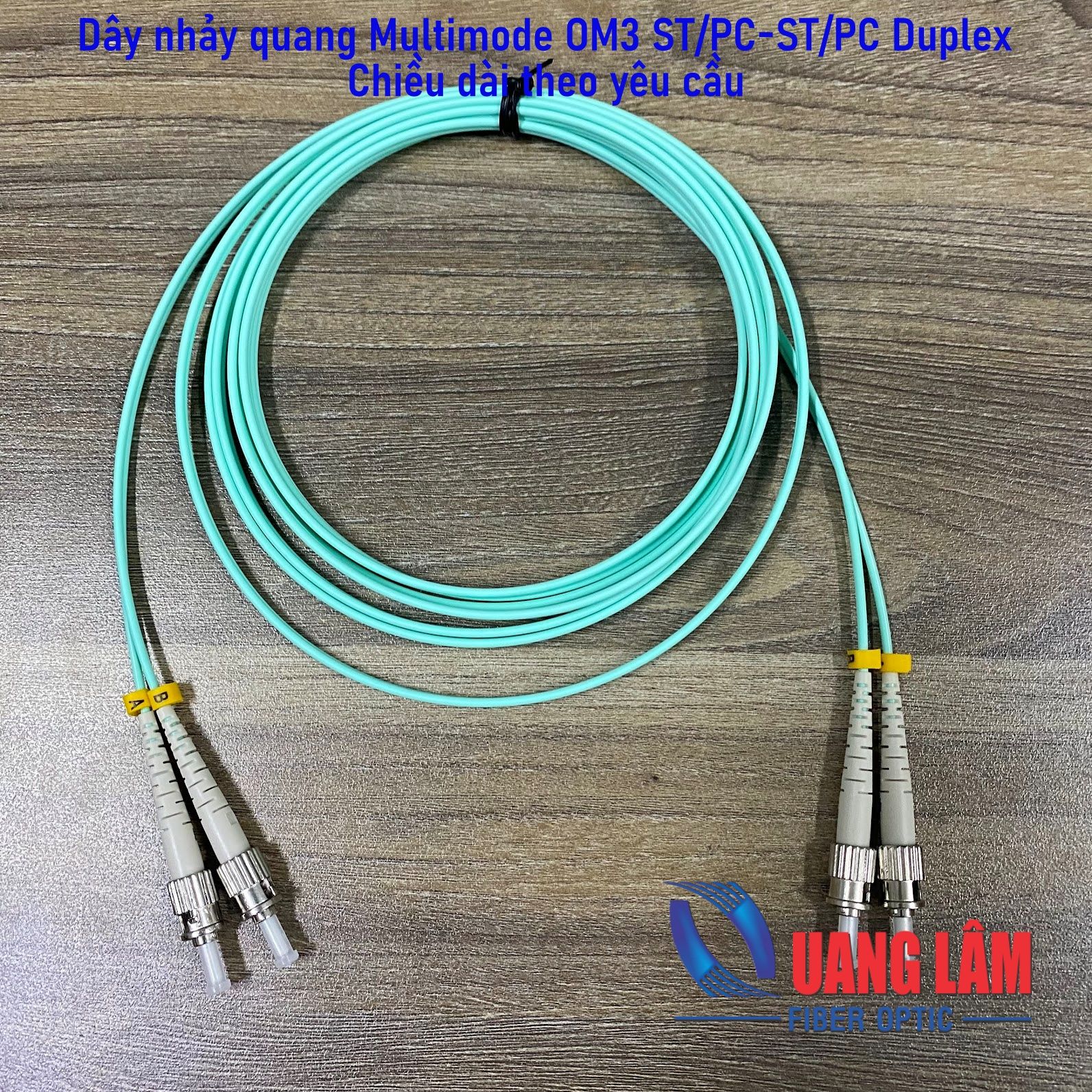 Dây nhảy quang Multimode OM3 ST/PC-ST/PC phi 2.0mm, Duplex - Chiều dài theo yêu cầu