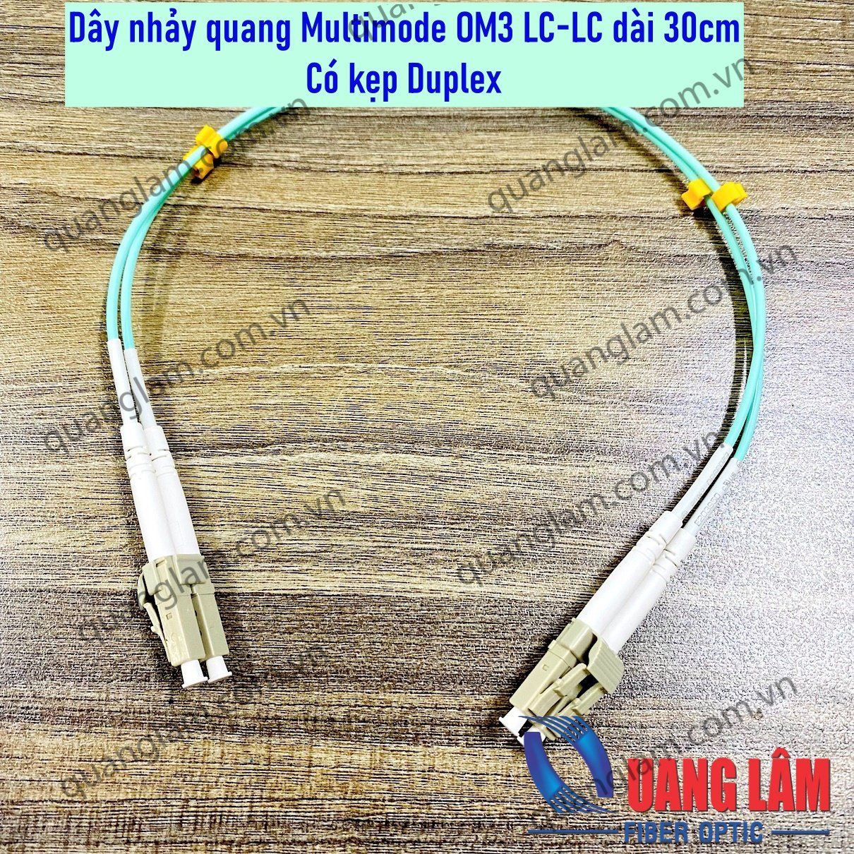 Dây nhảy quang Multimode OM3 LC-LC LC/PC-LC/PC Có kẹp Duplex - Chiều dài 30cm