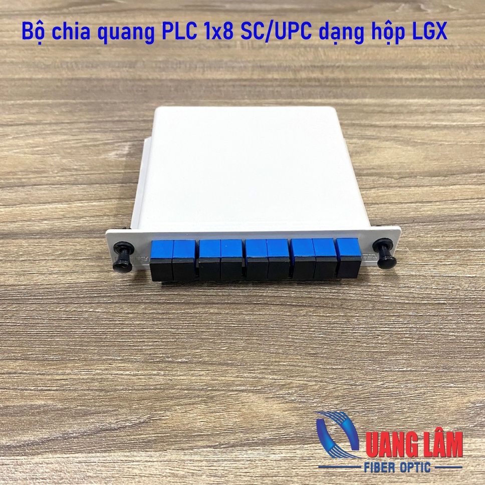 Bộ chia PLC 1x8 SC/UPC dạng hộp LGX (Kèm 09 Adapter SC/UPC, 01 Bộ chia PLC 1x8 SC/UPC)