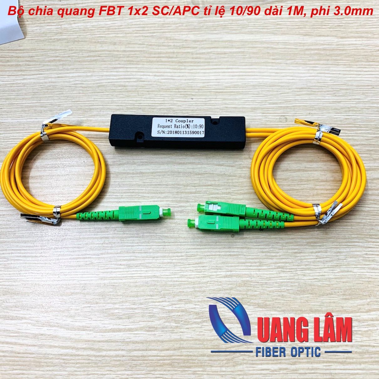 Bộ chia quang FBT 1x2 SC/APC tỉ lệ 10/90 dài 1M, phi 3.0mm