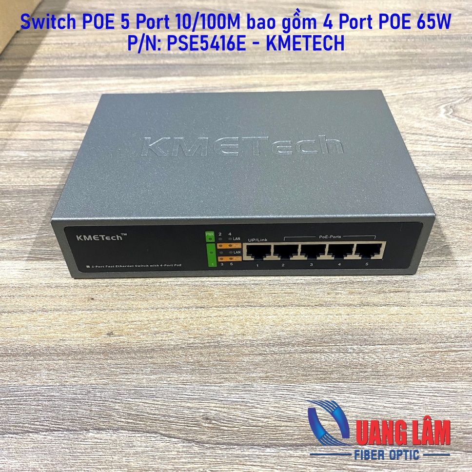 Switch PoE 5 Port (1 Data in+ 4 Data PoE Out) KMETech PSE5416E
