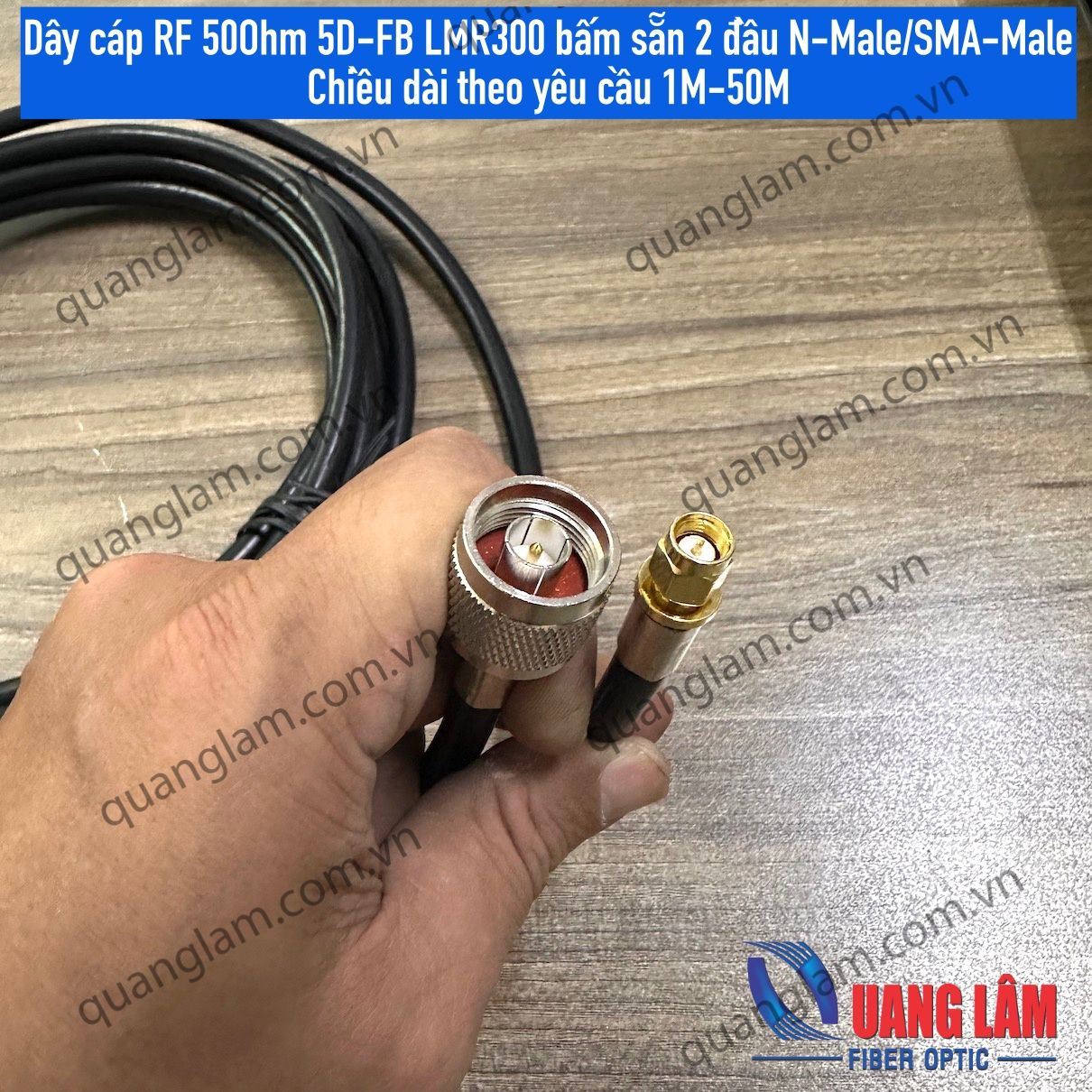 Dây cáp RF 50Ohm 5D-FB LMR300 bấm sẵn 2 đầu N-Male/SMA-Male dài 1M-50M