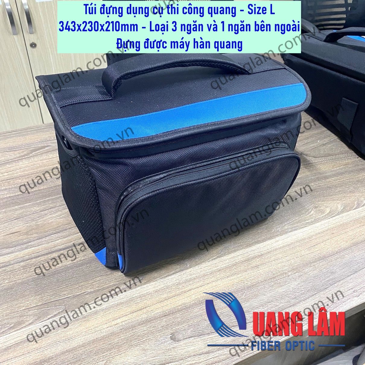 Túi đựng dụng cụ - Size L (343*230*210mm) 3 ngăn và 1 ngăn ngoài, chống thấm nước, đựng được máy hàn quang