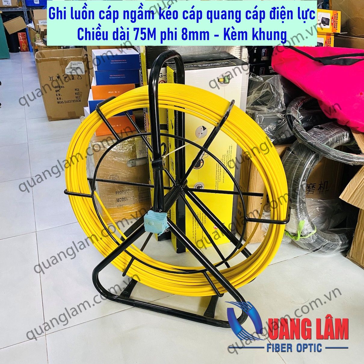 Dây ghi luồn cáp ngầm Dài 75M phi 8mm (Kèm khung)