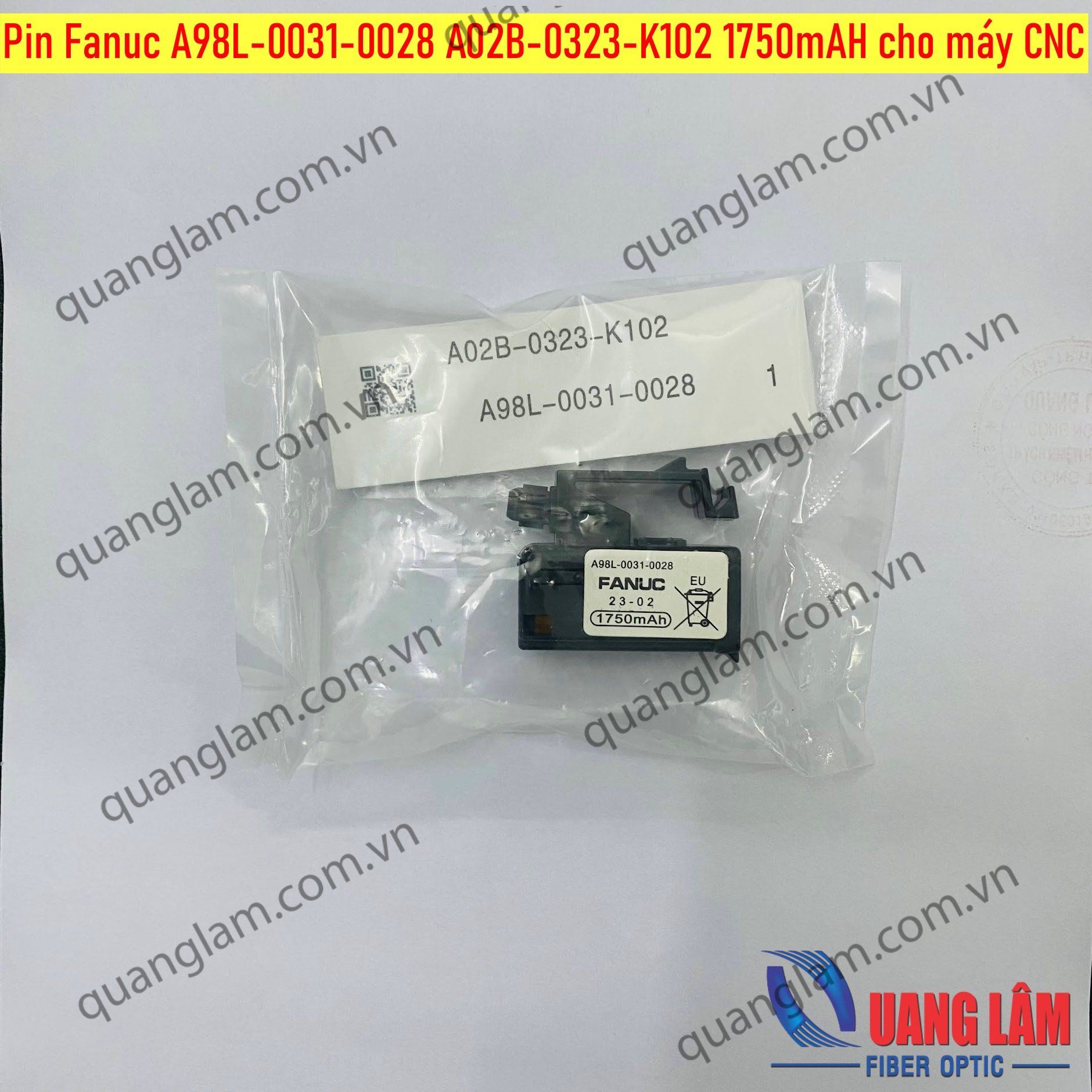 Pin Fanuc A98L-0031-0028 A02B-0323-K102 1750mAH cho máy CNC (Loại 4 chân gài)