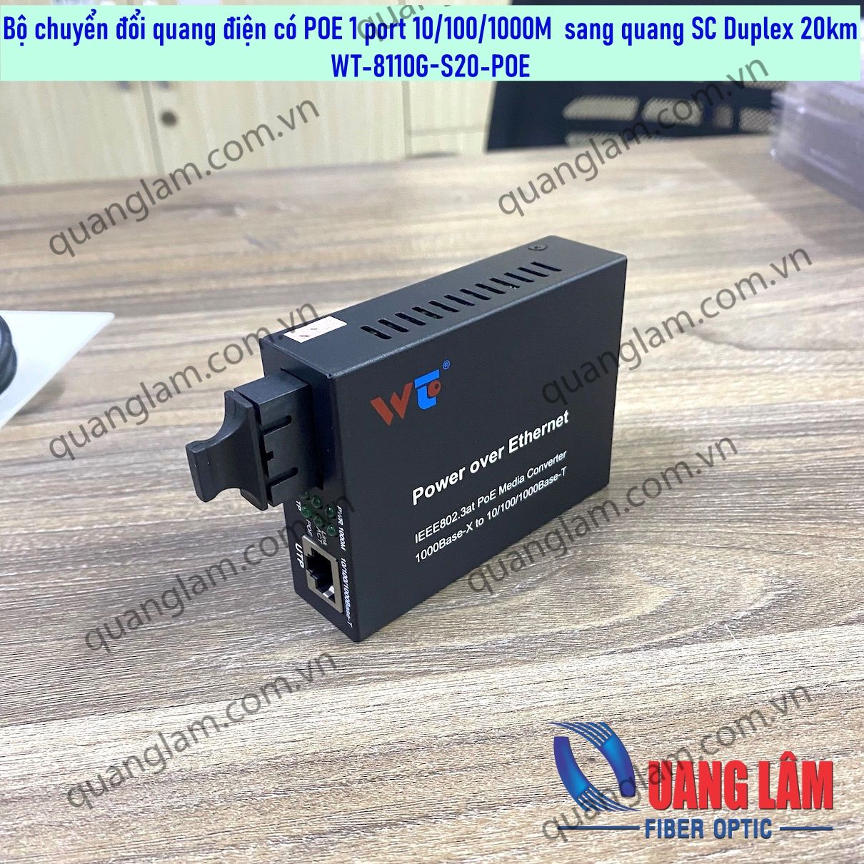 Gigabit PoE Media Conver Bộ chuyển đổi quang điện cấp nguồn POE cho Camera Access Point WT-8110G-S20-POE