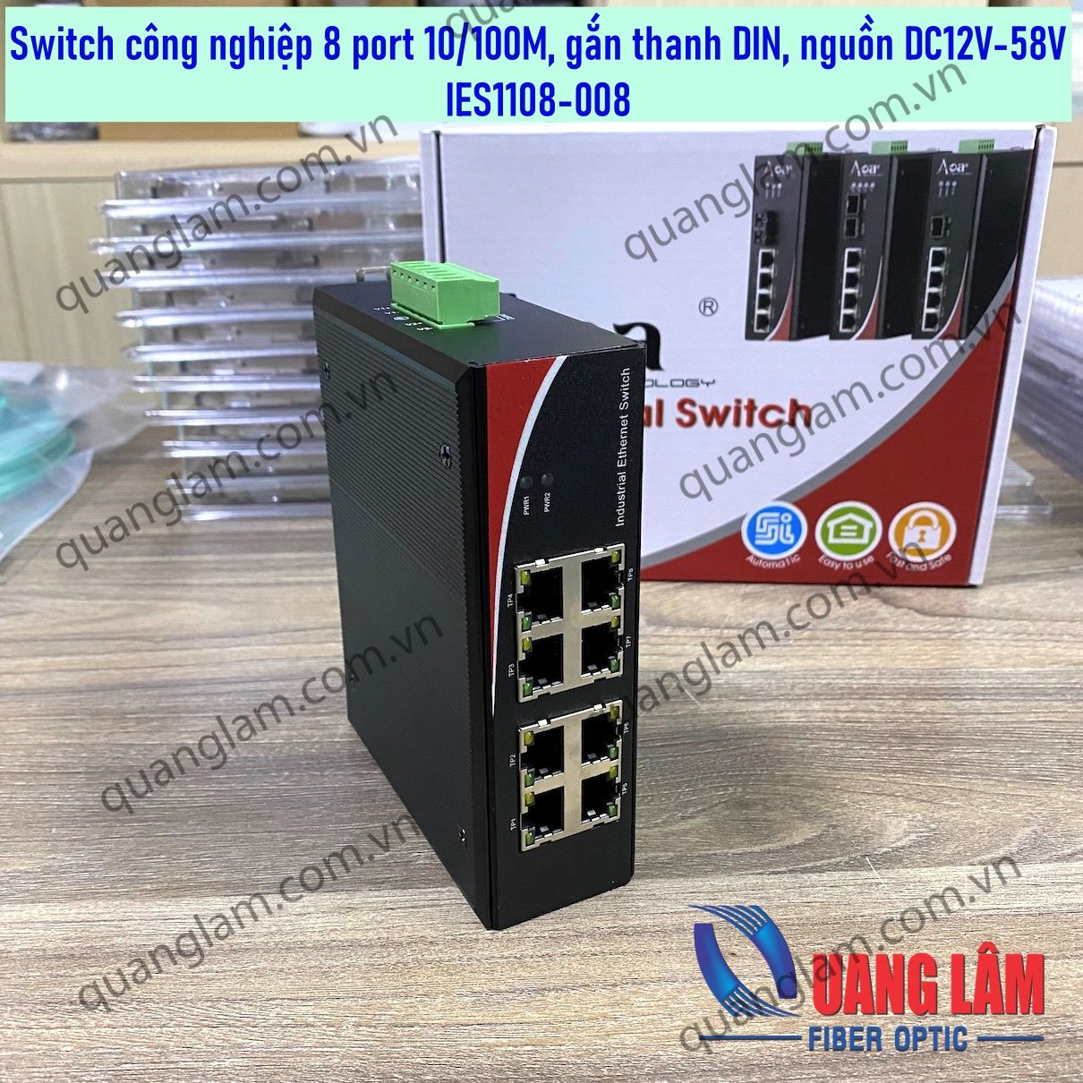 Switch công nghiệp 8 port 10/100M Dual DC Power 12-58V IES1108-008