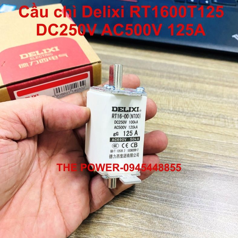 Cầu chì Delixi RT1600T125, DC250V AC500V 125A