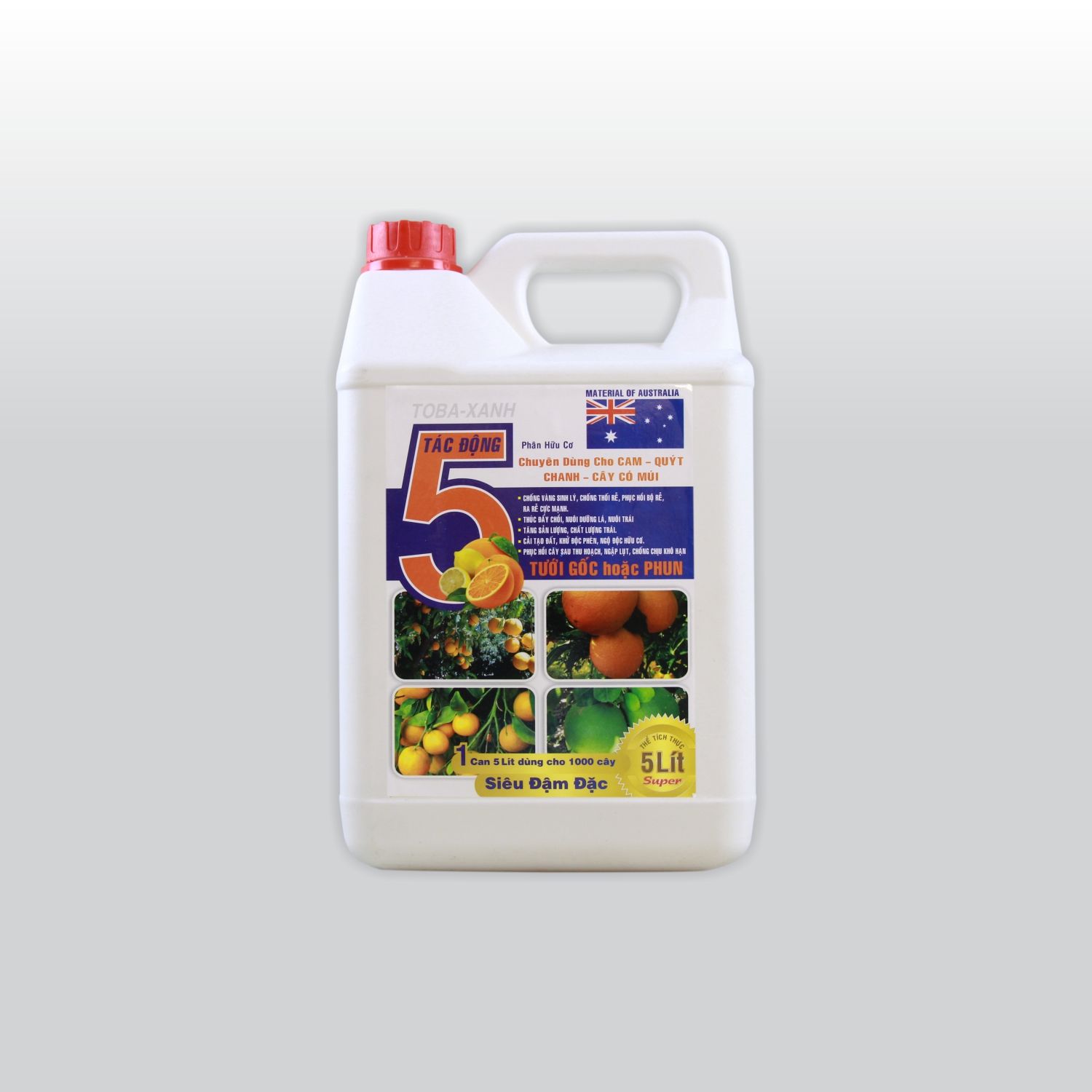 TOBA XANH - 5 TÁC ĐỘNG - CAM, QUÝT, CHANH, BƯỞI - Can 5 Lít