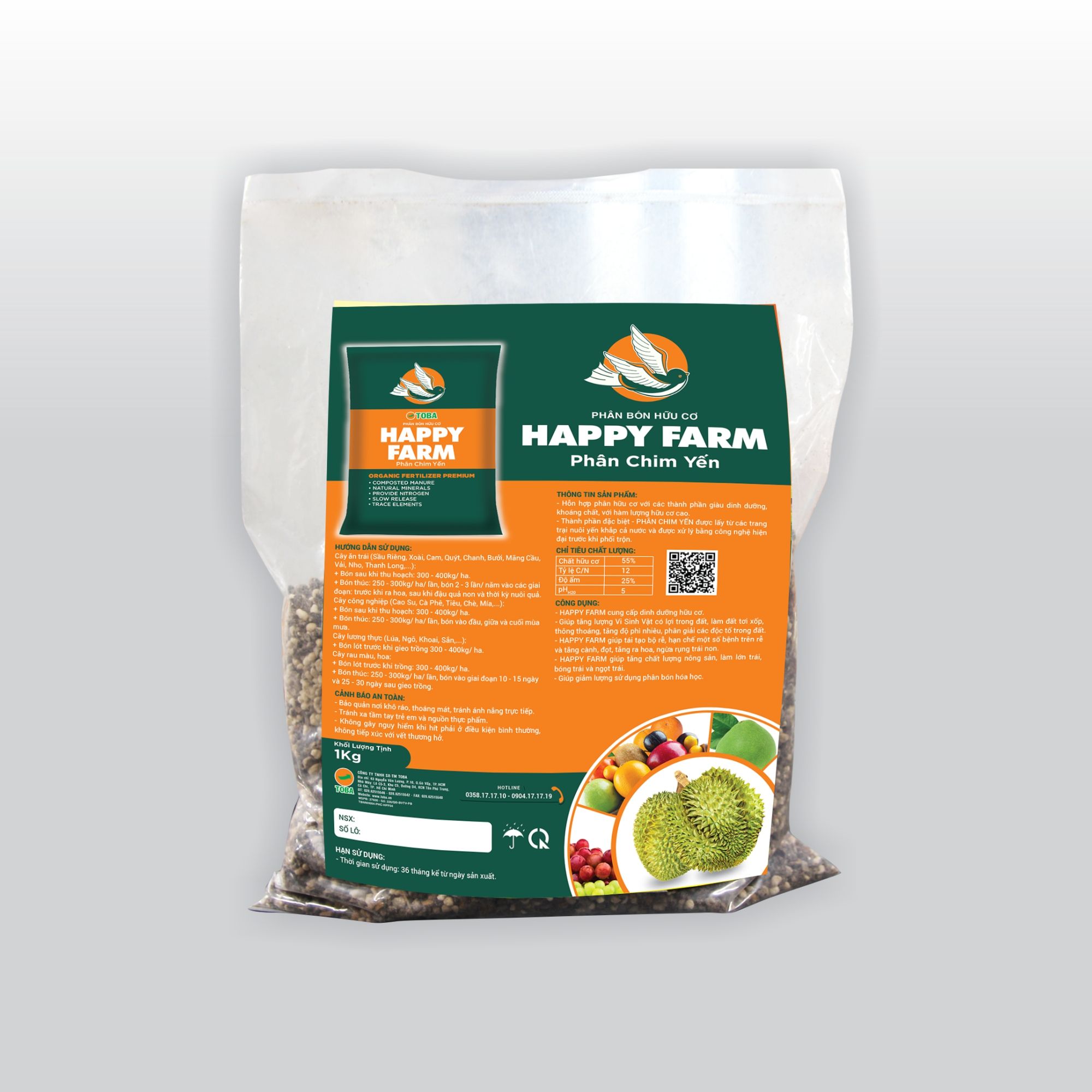 Phân Hữu Cơ  Happy Farm 1KG (PHC-HPF04)