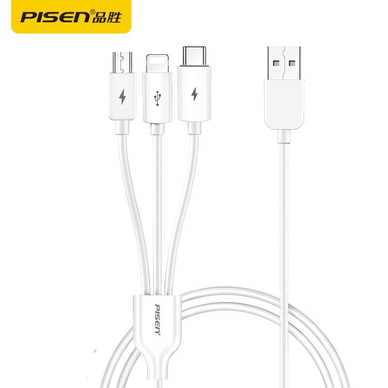 Cáp sạc đa năng 3 in 1 Pisen chính hãng (Trắng)