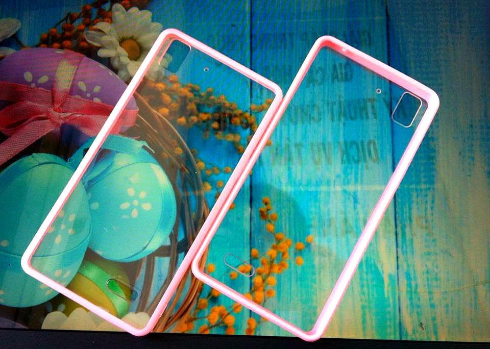 Oppo R7 - Ốp lưng nhựa cứng trong viền dẻo màu (Hồng)