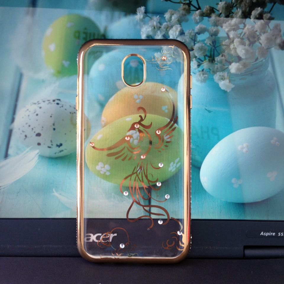 Samsung J7 Pro - Ốp lưng dẻo viền màu đính đá