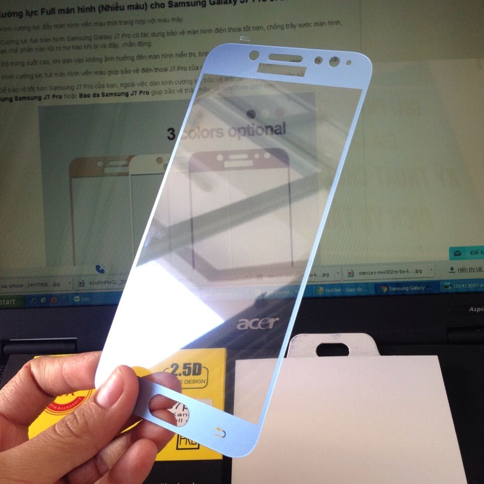 Samsung J7 Pro, J7 Plus - Cường lực Full màn hình (Nhiều màu)