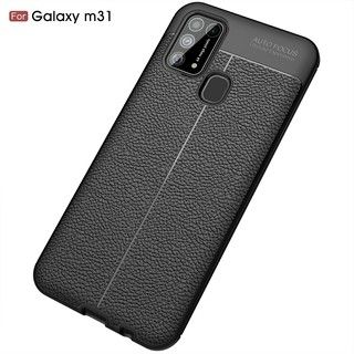 Ốp lưng dẻo vân da Auto Focus Samsung M31 (Đen)