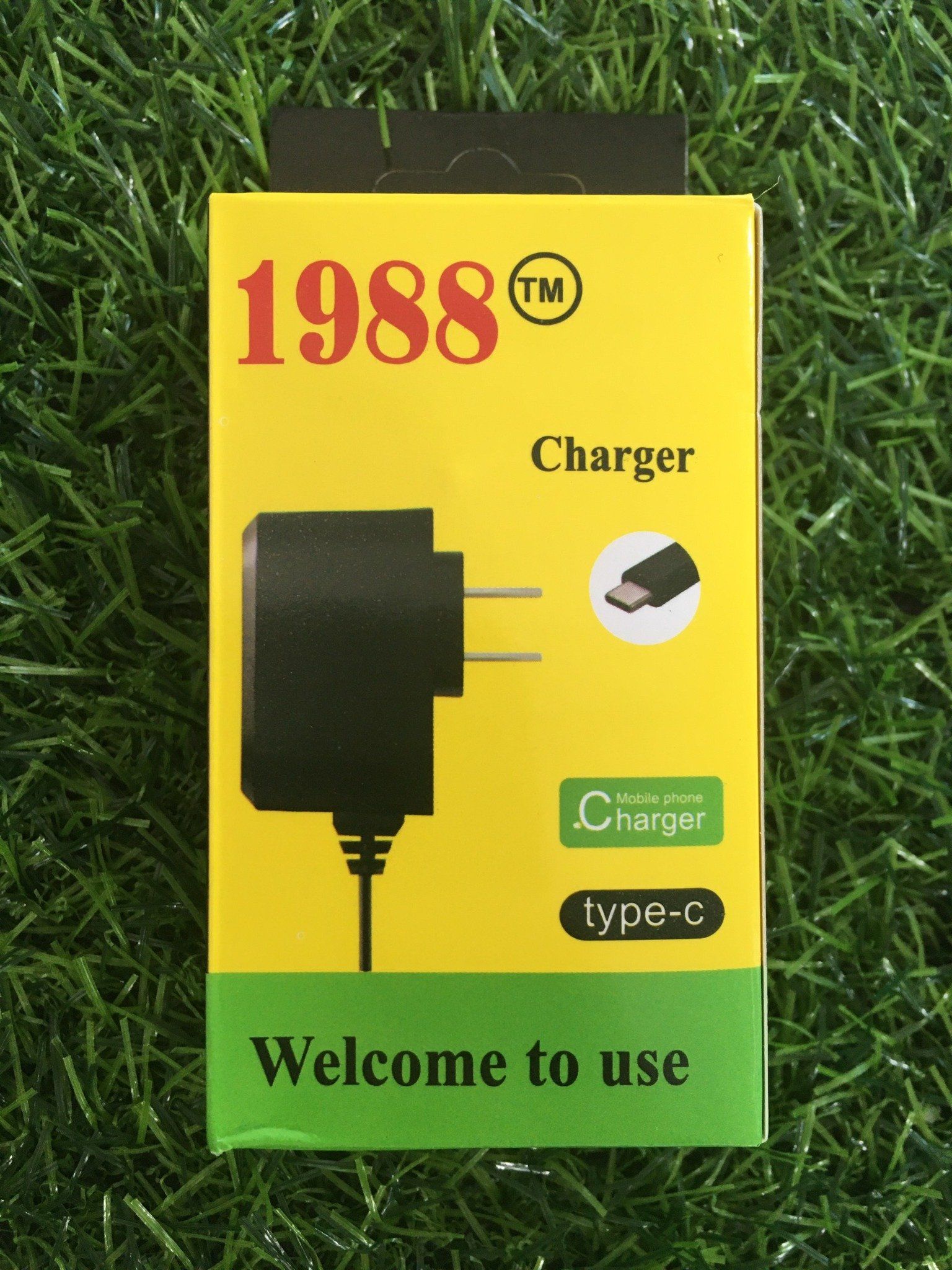 Bộ sạc cốc liền cáp chân dài Type C USB 1988 (Đen)