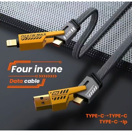 Cáp sạc nhanh 65W 4 in 1 Type c-lighning dây dù