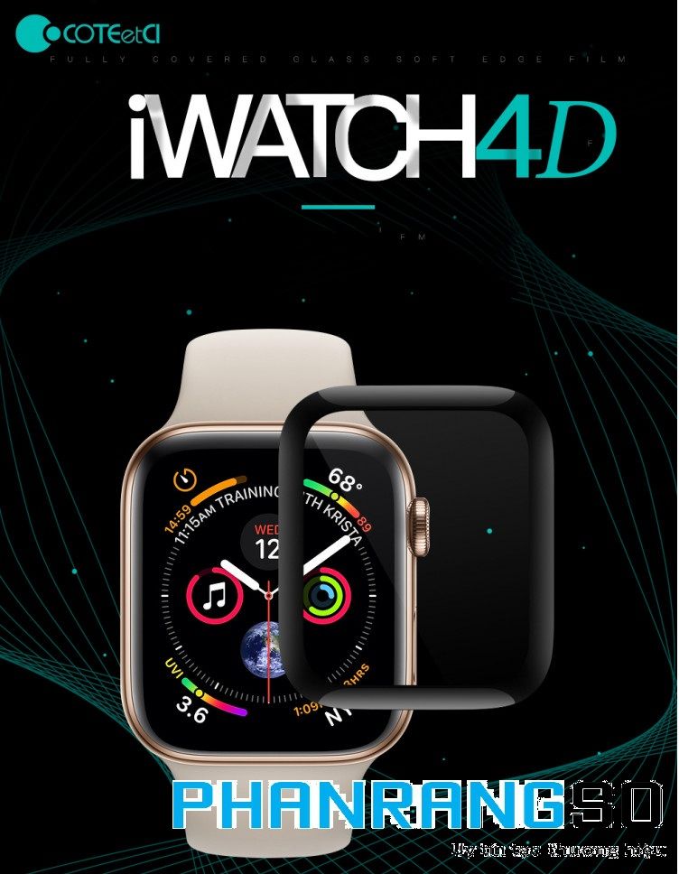 Cường lực full màn Apple Watch hiệu COTEetCI (Đen)