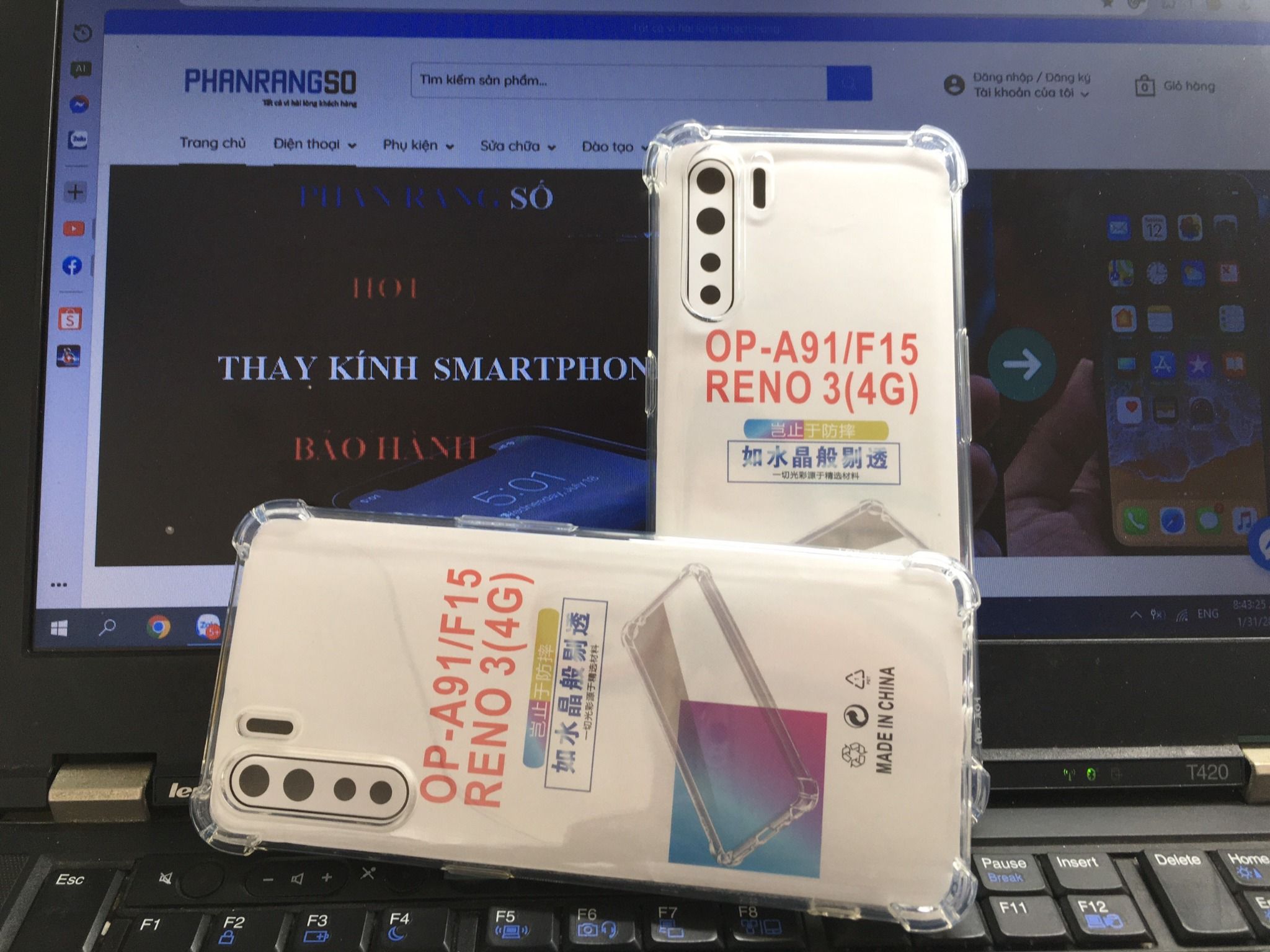 Ốp lưng chống sốc dẻo (Trong suốt) Oppo A91/ F15/ Reno 3