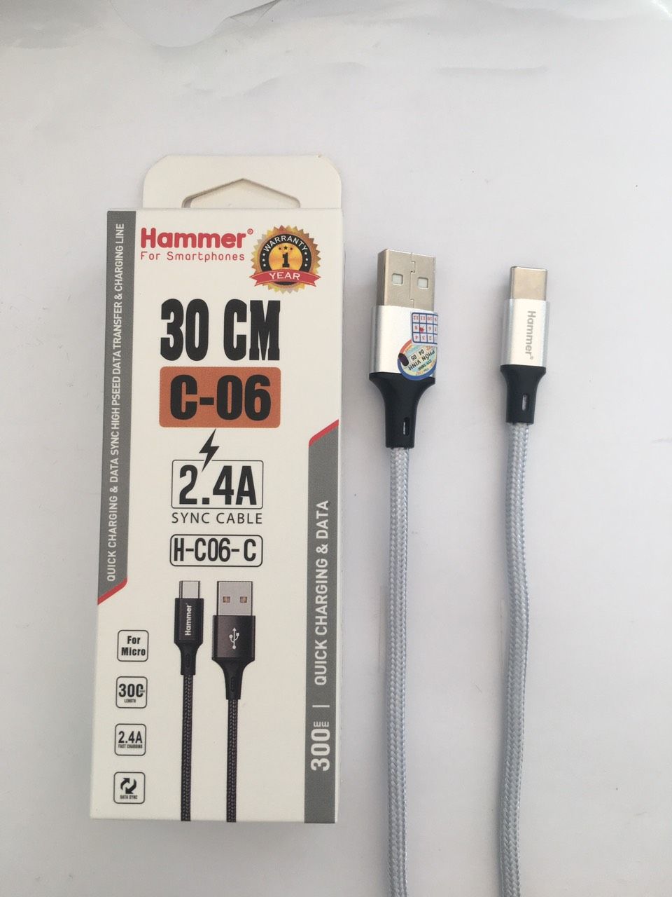  Cáp sạc dây dù Samsung hiệu Hammer (Ngắn cho sạc dự phòng) 