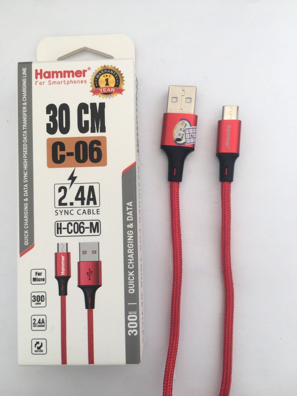 Cáp sạc dây dù Samsung hiệu Hammer (Ngắn cho sạc dự phòng)