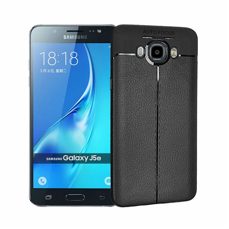 Samsung J5 2016 - Ốp lưng dẻo vân da Auto Focus (Xanh - Đen)