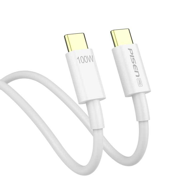 Cáp sạc nhanh mạ vàng Type C - Type C 100W 2m Pisen chính hãng