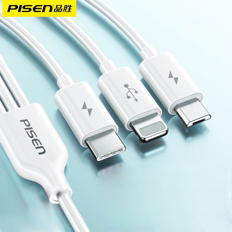 Cáp sạc đa năng 3 in 1 Pisen chính hãng (Trắng)