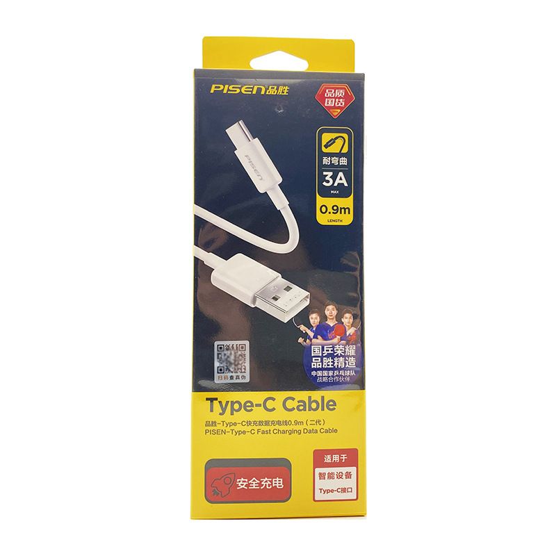 Cáp sạc nhanh USB - Type C 3A 0.9m Pisen chính hãng