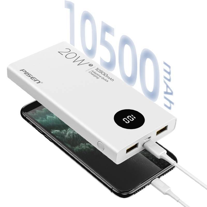 Sạc dự phòng TS-D314 10.500mha 22.5W Pisen chính hãng (Trắng)