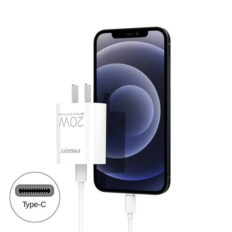 Bộ sạc nhanh Type C - Lightning 20w Pisen chính hãng (Trắng)