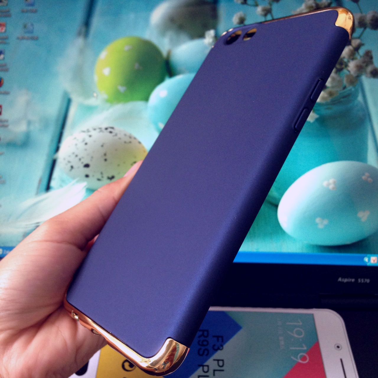 Ốp lưng cứng màu viền vàng 2 đầu Oppo F3 Plus (R9s Plus)