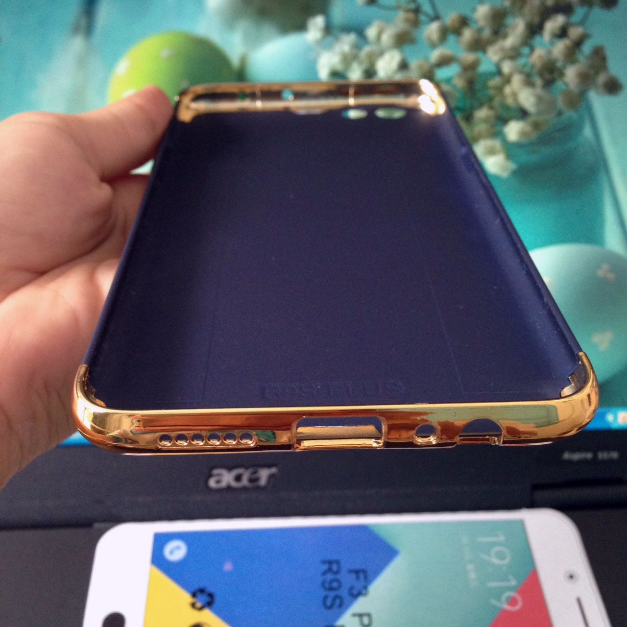  Ốp lưng cứng màu viền vàng 2 đầu Oppo F3 Plus (R9s Plus) 