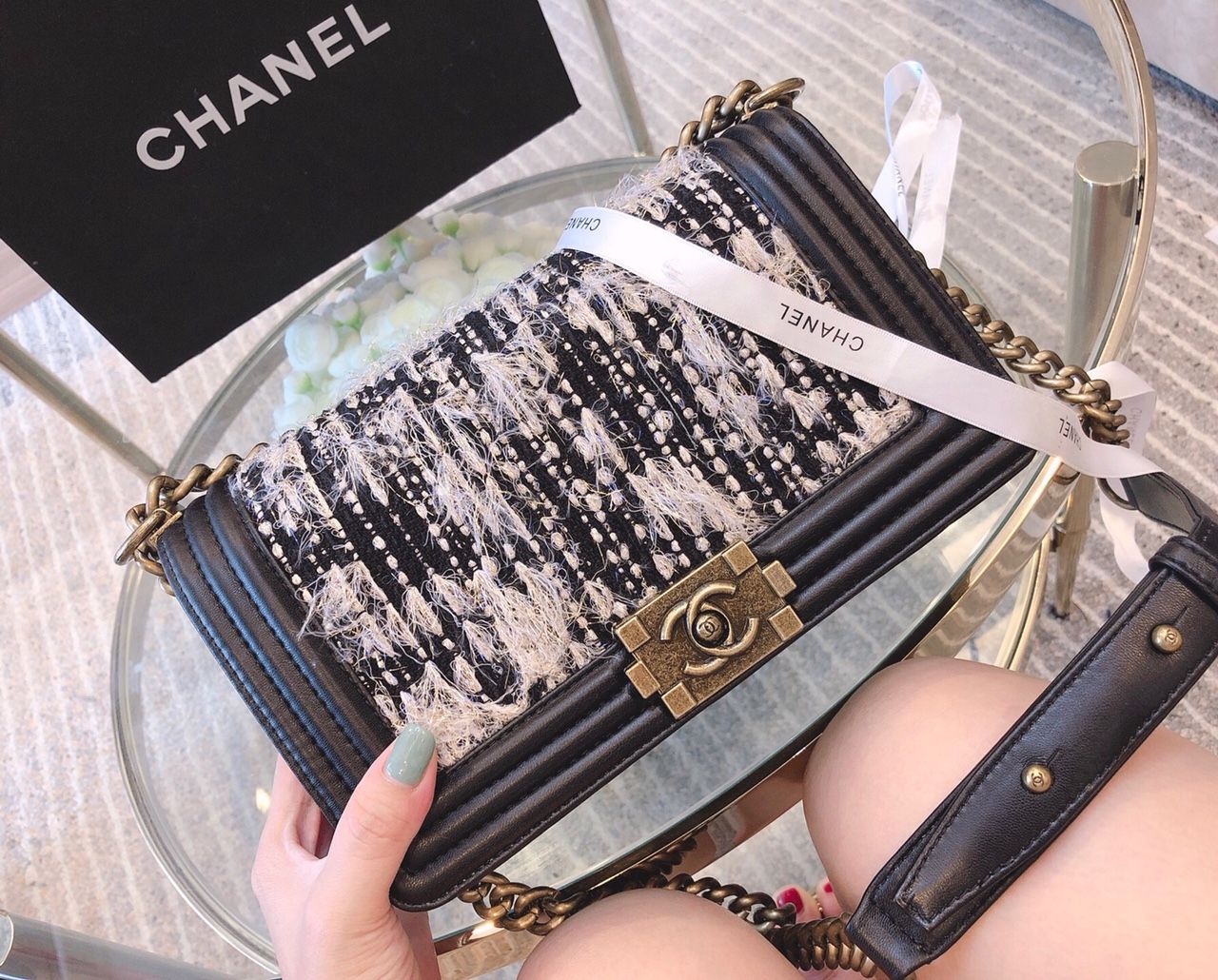 Túi xách Chanel boy kim sa đẹp chuẩn mới về 2019