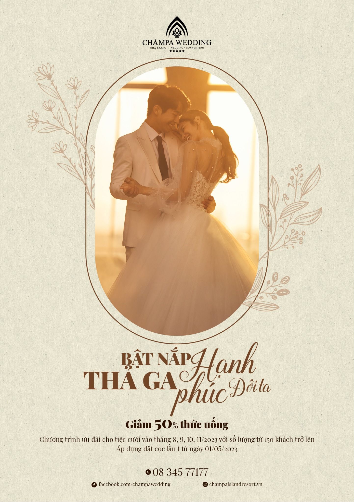 ƯU ĐÃI GIẢM GIÁ 50% THỨC UỐNG SIÊU TIẾT KIỆM - CHAMPA ISLAND WEDDING