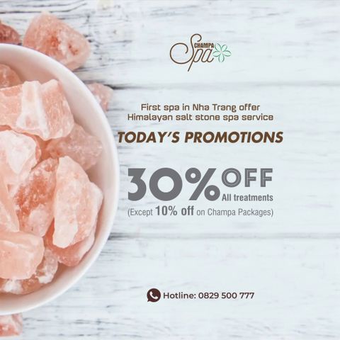  TODAY'S PROMOTION AT CHAMPA SPA 