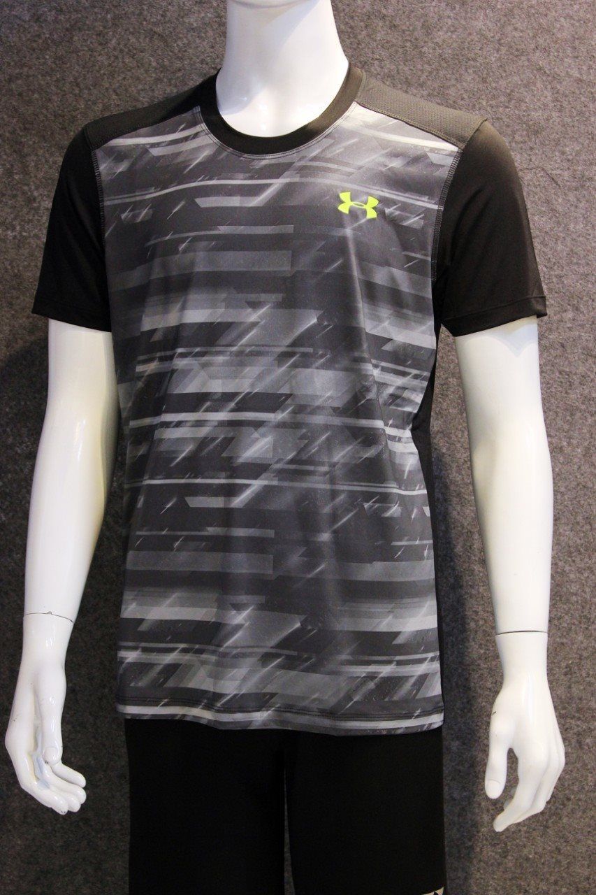 Áo Training Under Armour Đen Phối Xám Sọc Ngang