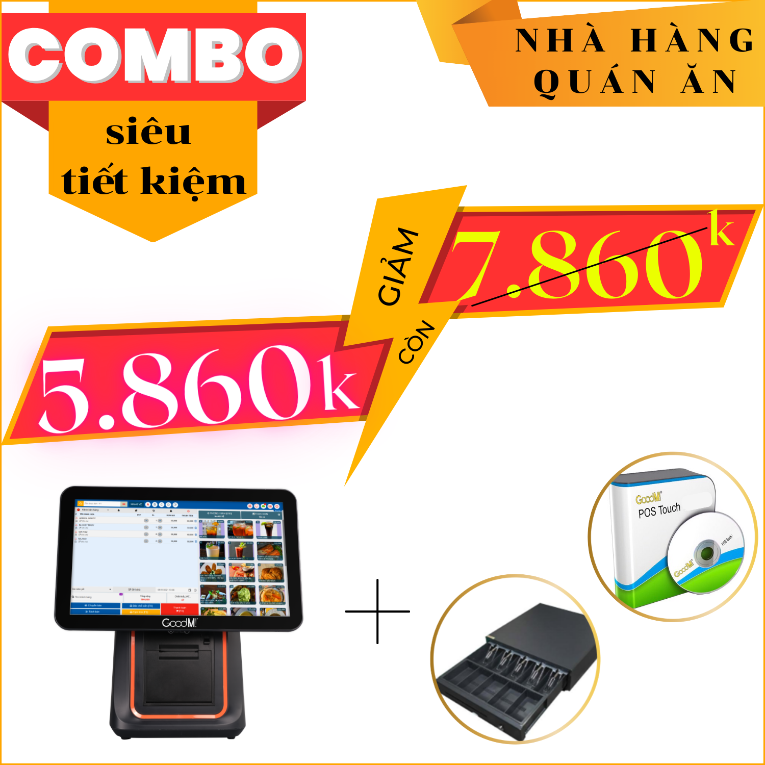  Trọn Bộ Máy Tính Tiền Nhà Hàng  [ Combo Siêu Tiết Kiệm ] 